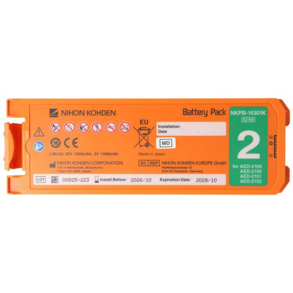 Original Lithiumbatterie Nihon Kohden Defibrillator Cardiolife AED2100 - NKPB-14301K