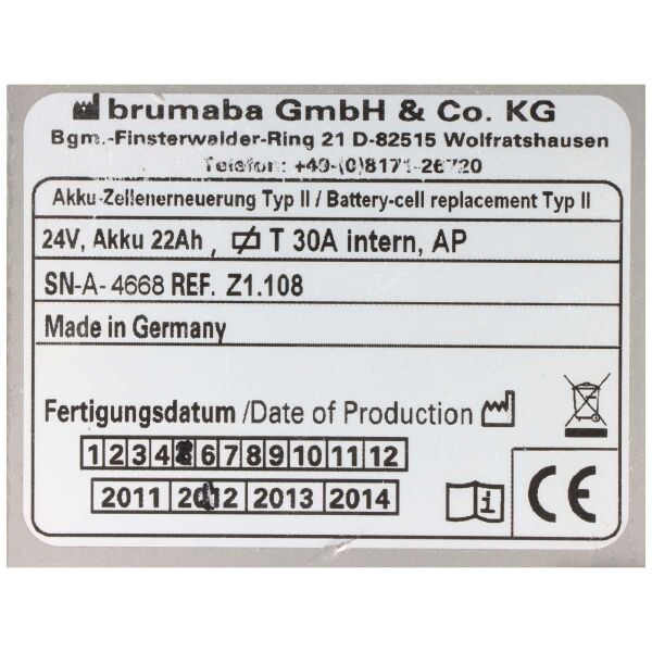 Blei Akkuumbau passend für Brumaba OP Tisch Focus, Primus, Varius - Akkutyp II