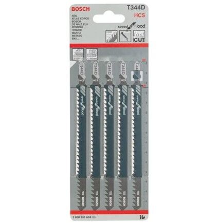 Bosch - Hızlı Kesim Serisi Ahşap İçin T 344 D Dekupaj Testeresi Bıçağı - 5'Li Paket