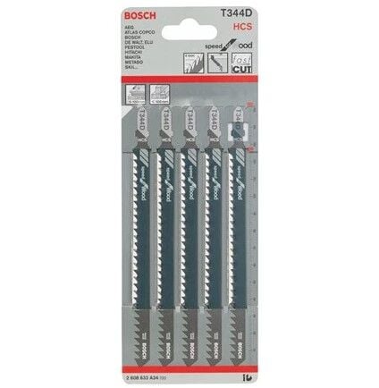 Bosch - Hızlı Kesim Serisi Ahşap İçin T 344 D Dekupaj Testeresi Bıçağı - 5'Li Paket
