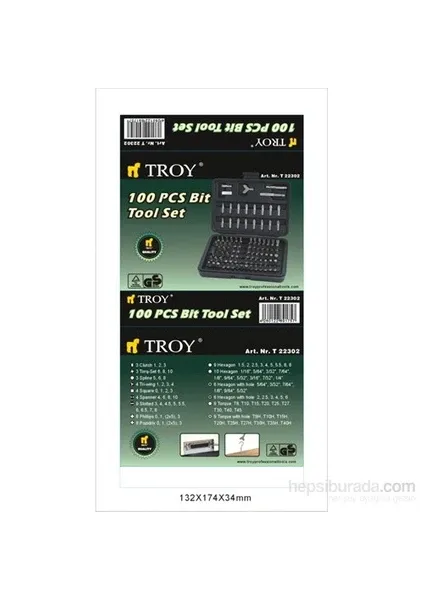 Troy 22302 Bits Uç Seti (100 Parça)