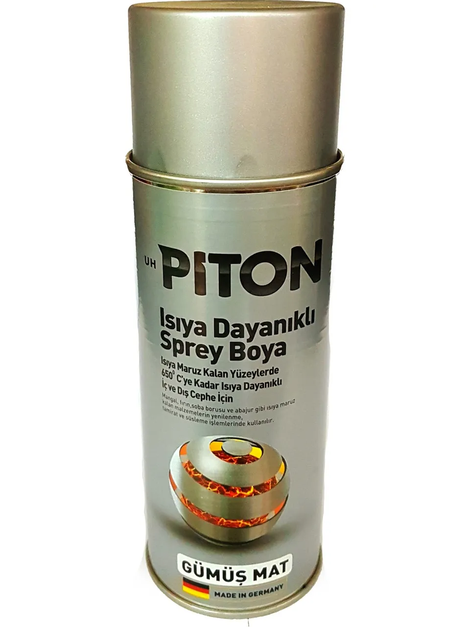 Piton 650°C Isıya Dayanıklı Sprey Boya Mat Gümüş 400 ml
