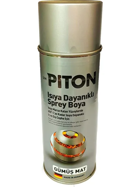Piton 650°C Isıya Dayanıklı Sprey Boya Mat Gümüş 400 ml