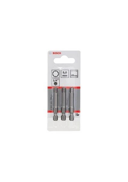Bosch - 3'Lü Paket - Ekstra Sert Seri Vidalama Ucu - Hex 5, 49 Mm