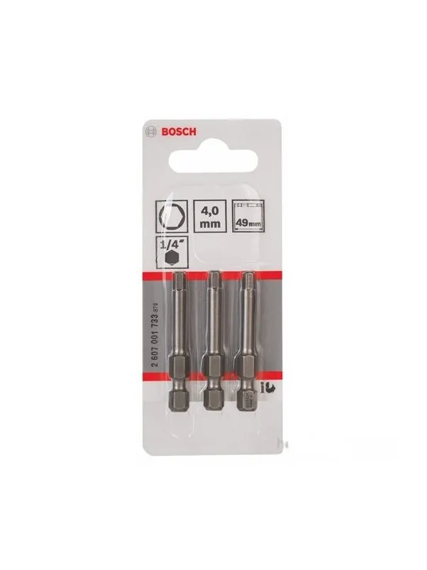 Bosch 3'Lü Paket - Ekstra Sert Seri Vidalama Ucu - Hex 4, 49 Mm