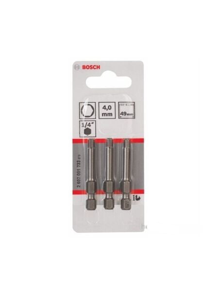 Bosch 3'Lü Paket - Ekstra Sert Seri Vidalama Ucu - Hex 4, 49 Mm