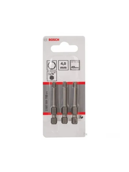 Bosch 3'Lü Paket - Ekstra Sert Seri Vidalama Ucu - Hex 4, 49 Mm