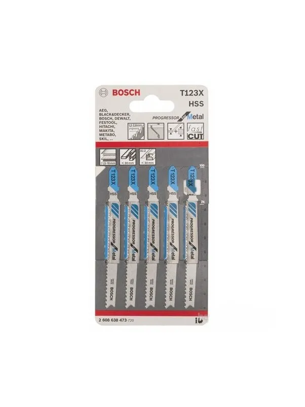 Bosch - Kademeli Artan Dişli Seri Metal İçin T 123 Xf Dekupaj Testeresi Bıçağı - 5'Li Paket