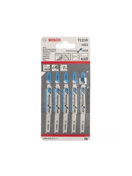 Bosch - Kademeli Artan Dişli Seri Metal İçin T 123 Xf Dekupaj Testeresi Bıçağı - 5'Li Paket