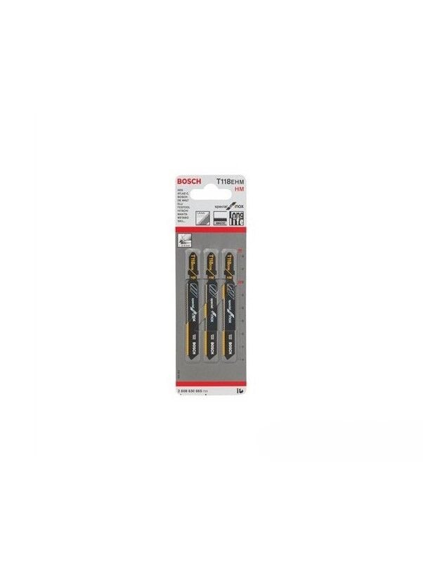 Bosch - Inox (Paslanmaz Çelik) İçin Özel T 118 Ehm Dekupaj Testeresi Bıçağı - 3'Lü Paket