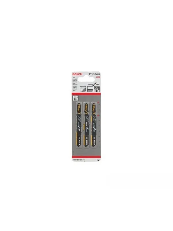 Bosch - Inox (Paslanmaz Çelik) İçin Özel T 118 Ehm Dekupaj Testeresi Bıçağı - 3'Lü Paket