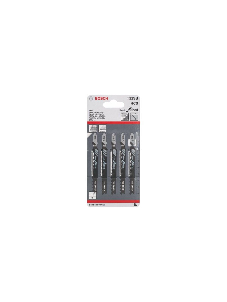 Bosch - Ekonomik Seri Ahşap İçin T 119 B Dekupaj Testeresi Bıçağı - 5'Li Paket