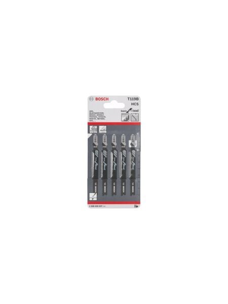 Bosch - Ekonomik Seri Ahşap İçin T 119 B Dekupaj Testeresi Bıçağı - 5'Li Paket