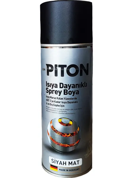 Piton 650°C Isıya Dayanıklı Sprey Boya Mat Siyah 400 ml
