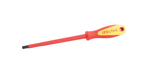 İZELTAŞ Elektrikçi Izoleli Düz Uçlu Tornavida, 1000 V, Sarı/kırmızı,